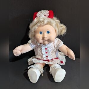 Cabbage Patch Kids Doll Cornsilk Blonde Growing Hair Works Vtg 1987 Dress Shoes